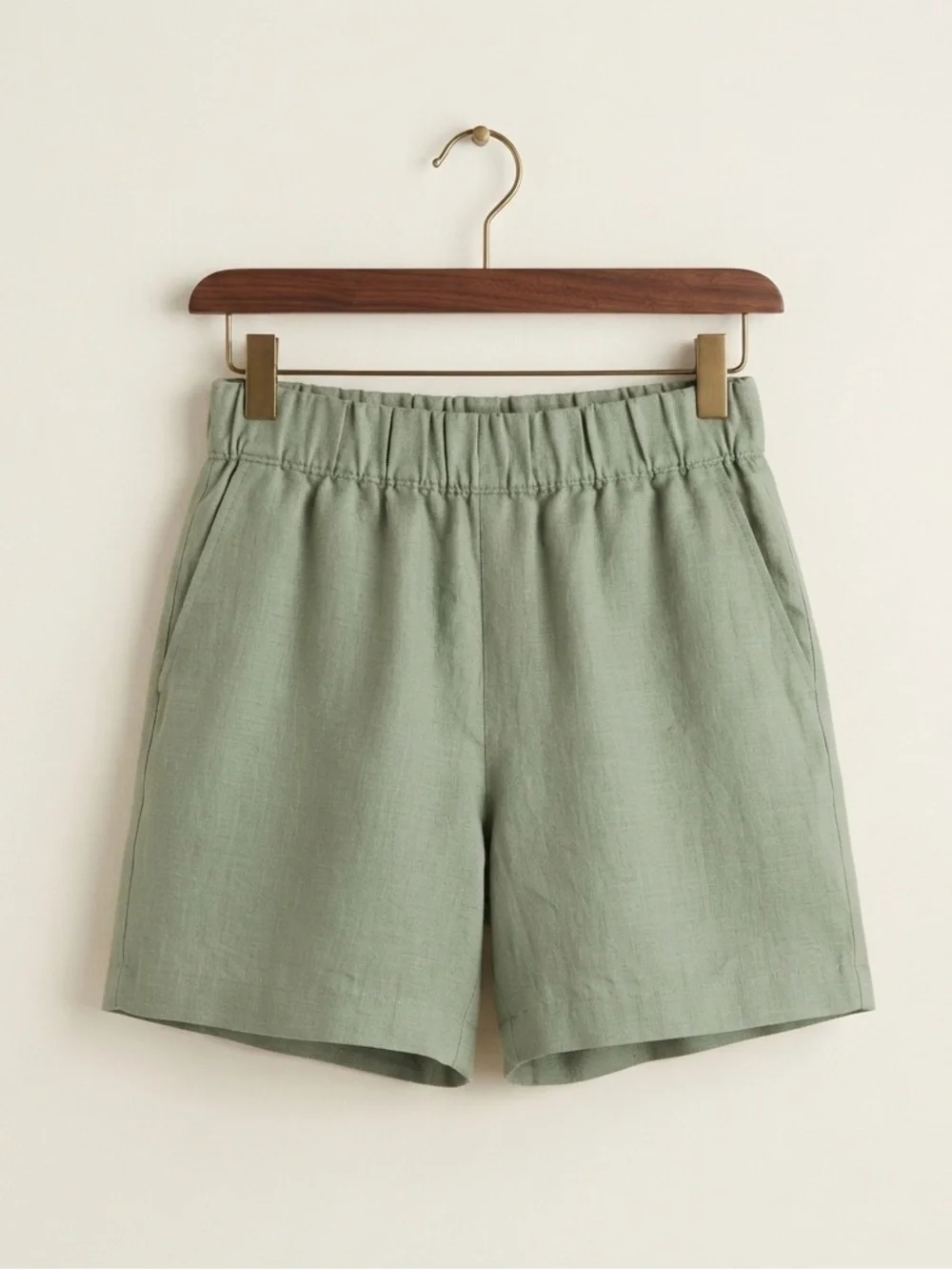 New w/Tags European Linen Blend Olive Green Shorts